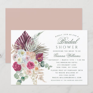 Elegant Watercolor Boho Floral Bridal Shower Invitation