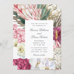 Elegant Watercolor Boho Floral Country Wedding Invitation