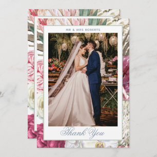 Elegant Watercolor Boho Floral Wedding Thank You Card