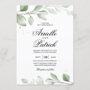 Elegant Watercolor Boho Leaf Invitation