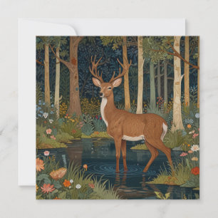 Elegant watercolor boho rustic woodland deer  invitation