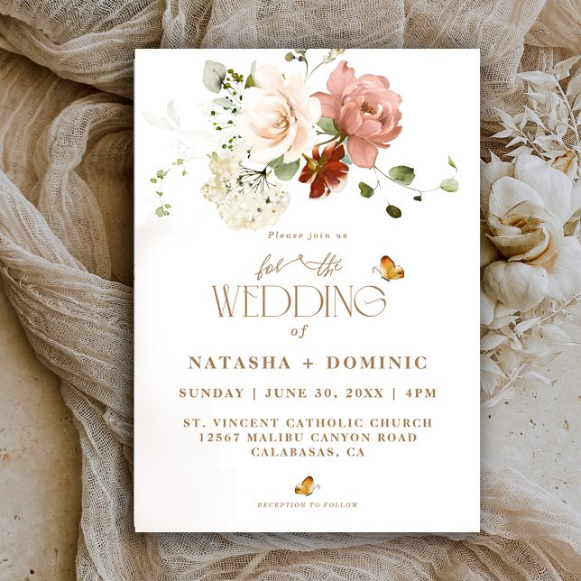 Elegant Watercolor Boho Wildflower Floral Wedding Invitation (Creator Uploaded)