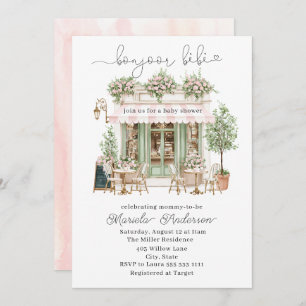Elegant Watercolor bonjoor bebe  Baby Shower Invitation