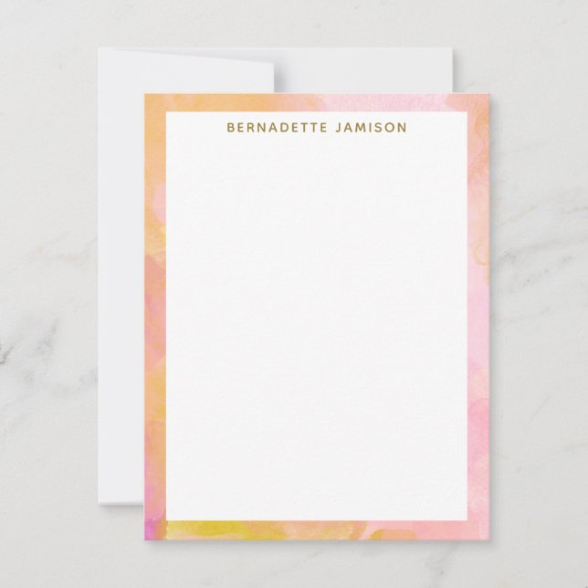 Elegant Watercolor Border Personalised Stationery Card (Front)