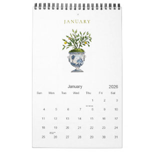 Elegant Watercolor Botanical 2026 Calendar 