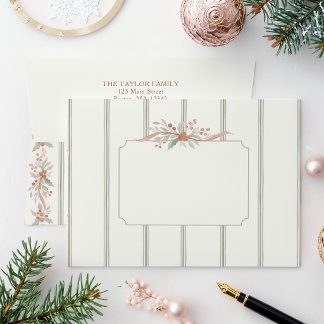 Elegant Watercolor Botanical Bows & Stripes Envelope