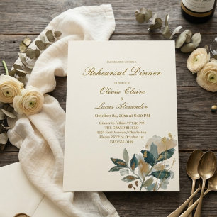 Elegant Watercolor Botanical Eucalyptus Gold Invitation