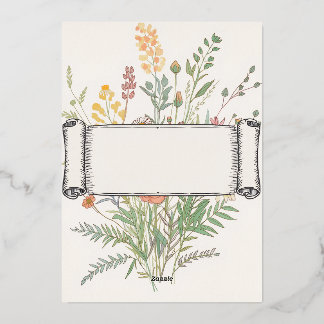 Elegant Watercolor Botanical Floral Frame Wedding