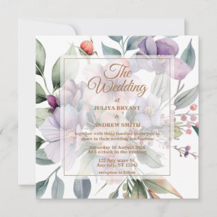 Elegant Watercolor botanical floral Wedding  Invitation