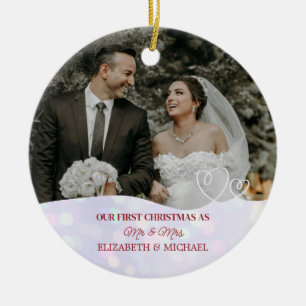 Elegant Watercolor Botanical For Wedding Photo Ceramic Tree Decoration