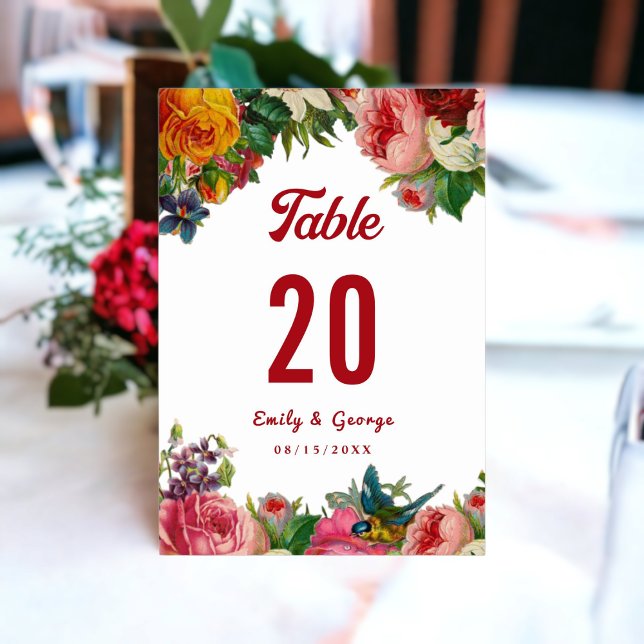 Elegant Watercolor Botanical Garden Floral Wedding Table Number (Creator Uploaded)