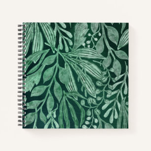 Elegant Watercolor Botanical Green Leaves Artwork Notebook