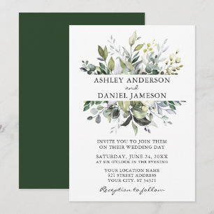 Elegant Watercolor Botanical Greenery Wedding Invitation
