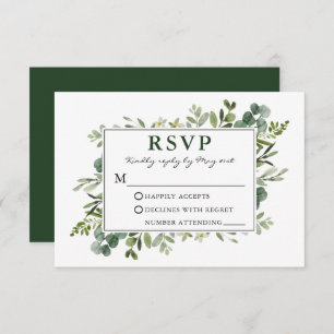 Elegant Watercolor Botanical Greenery Wedding RSVP Card
