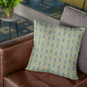 Elegant watercolor botanical leaves greenery cushion