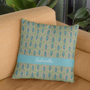 Elegant watercolor botanical leaves greenery cushion