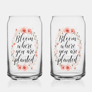 Elegant Watercolor Botanical Message Can Glass