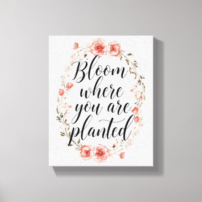 Elegant Watercolor Botanical Message Canvas Print (Front)
