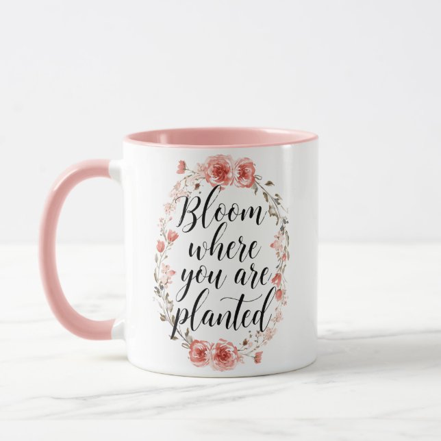 Elegant Watercolor Botanical Message Mug (Left)