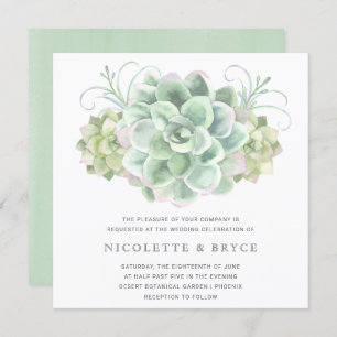 Elegant Watercolor Botanical Succulent Wedding Invitation