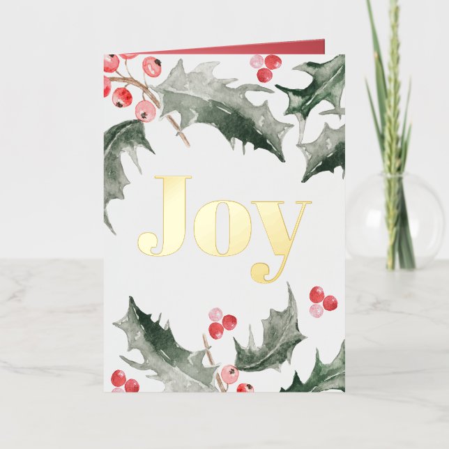 Elegant Watercolor Botanicals Christmas Card (Front)