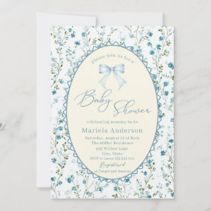 Elegant Watercolor  bow grandmillenial vintage Bab Invitation