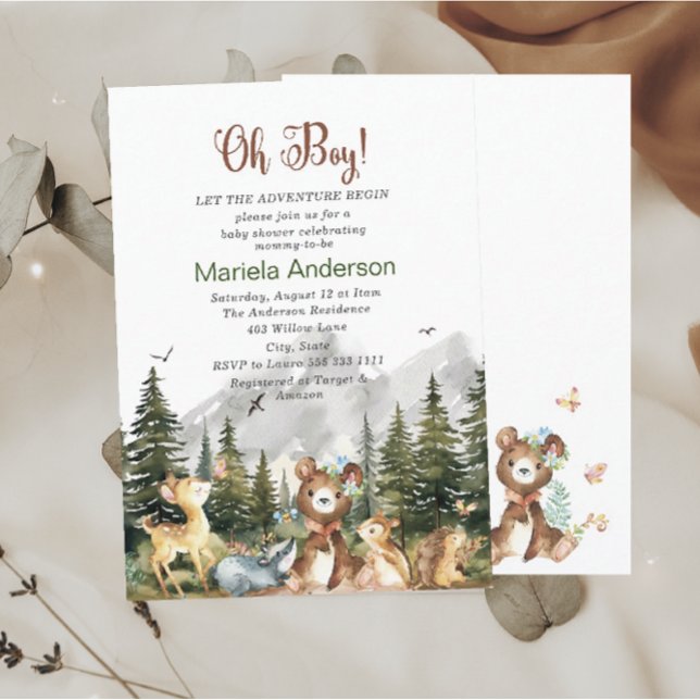 Elegant Watercolor  Boy Adventure Begin  Baby Show Invitation (Creator Uploaded)