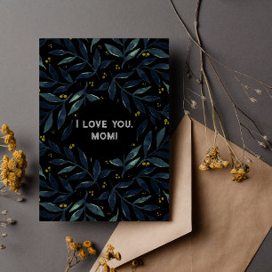 Elegant watercolor branches I love you mum Postcard