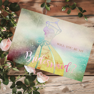 Elegant, Watercolor  Bride Dress Bridesmaid Card