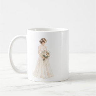 Elegant Watercolor Bride Illustration Coffee Mug
