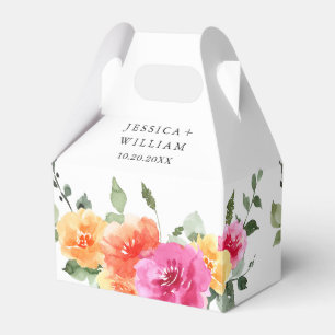 Elegant Watercolor Bright Festive Floral Wedding Favour Box