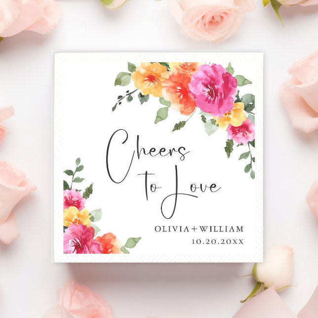 Elegant Watercolor Bright Festive Flowers Wedding Napkin (Creator Uploaded)