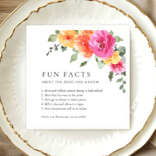 Elegant Watercolor Bright Flowers Floral Wedding Napkin