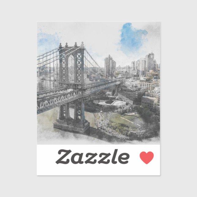 Elegant Watercolor Brooklyn Bridge NYC  (Sheet)