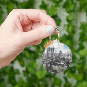 Elegant Watercolor Brooklyn Bridge NYC Key Ring