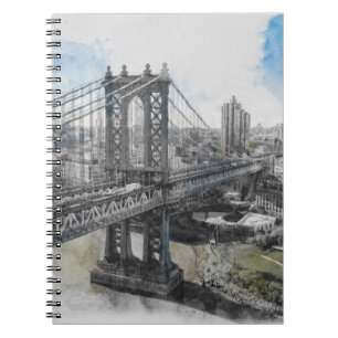 Elegant Watercolor Brooklyn Spiral Photo Notebook