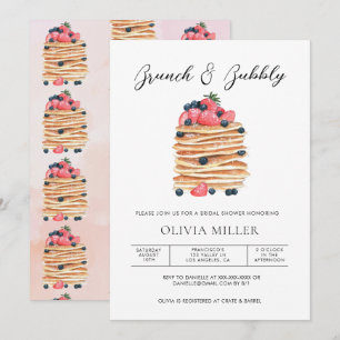 Elegant Watercolor Brunch & Bubbly Bridal Shower Invitation