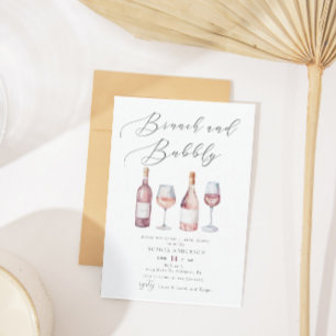 Elegant Watercolor Brunch & Bubbly Bridal Shower Invitation