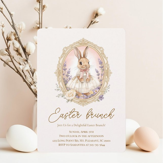 Elegant Watercolor Bunny Easter Brunch  Invitation (Creator Uploaded)