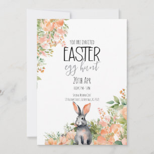 Elegant Watercolor Bunny & Florals Easter Invitation