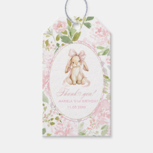 Elegant Watercolor bunny vintage floral 1st birthd Gift Tags