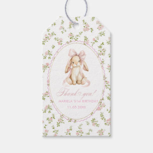 Elegant Watercolor bunny vintage floral 1st birthd Gift Tags