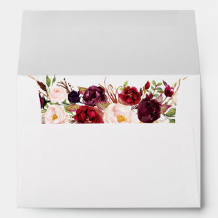 Elegant Watercolor Burgundy Floral Invitation Envelope