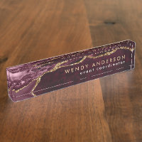 Elegant Watercolor Burgundy Red Gold Glitter Agate