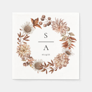 Elegant Watercolor Burnt Orange Floral Wedding Napkin