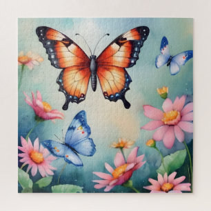 Elegant Watercolor Butterflies Art Print Jigsaw Puzzle