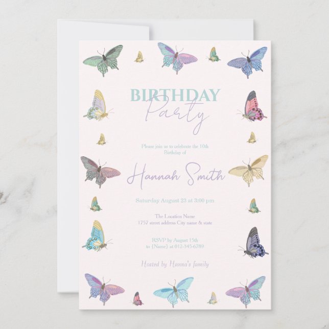 Elegant Watercolor Butterflies Beautiful Design Invitation (Front)