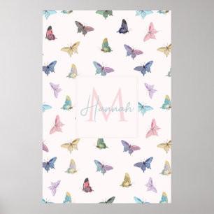 Elegant Watercolor Butterflies Beautiful Design Poster