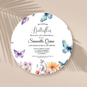 Elegant Watercolor Butterflies Bridal Shower Invitation