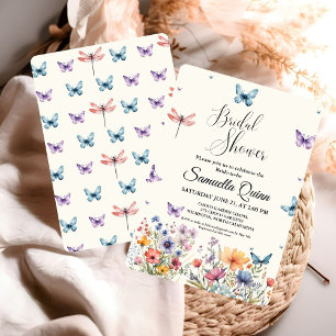 Elegant Watercolor Butterflies Bridal Shower Invitation